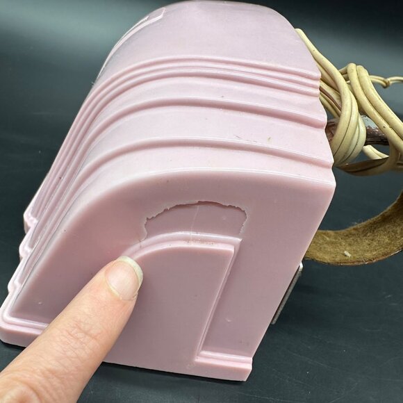 Vintage Headboard Lamp Light 1930s Art Deco Pink Plastic Reading Retro Lighting - Picture 8 of 15